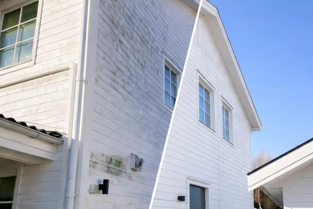 Fasadtvätt - Före och efter